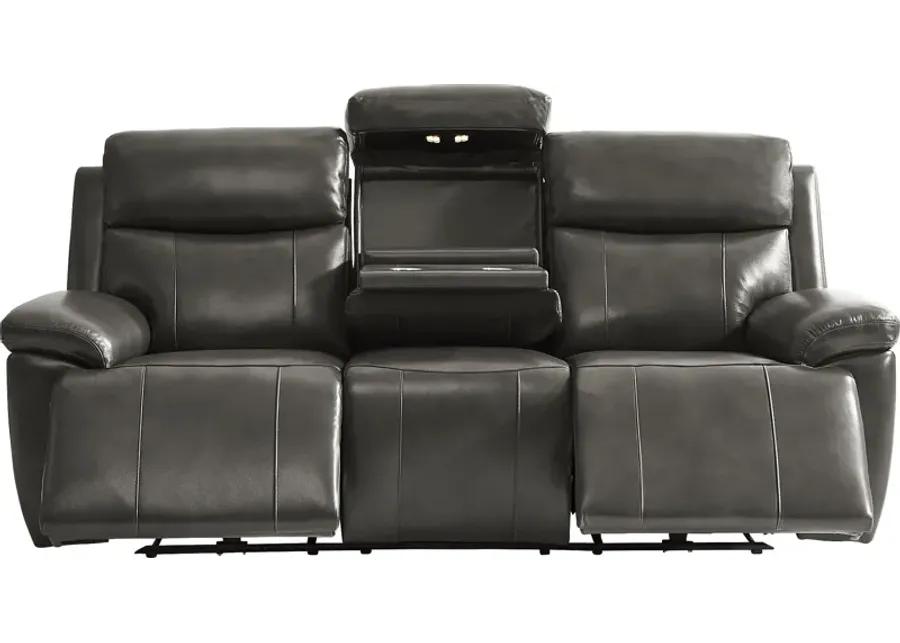 Barolo Dark Gray Leather 2 Pc Triple Power Reclining Living Room with Massage and Heat