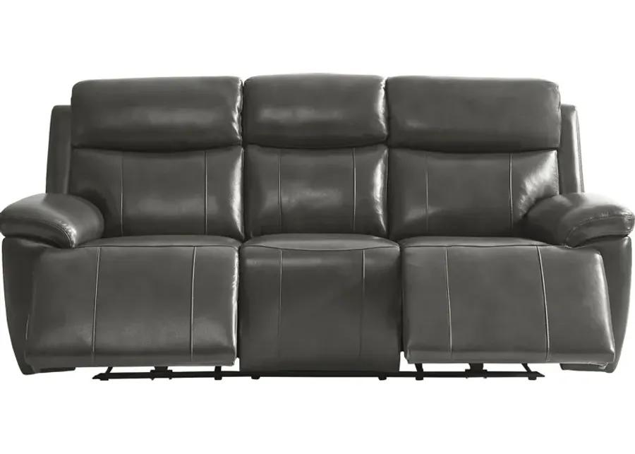 Barolo Dark Gray Leather 2 Pc Triple Power Reclining Living Room with Massage and Heat