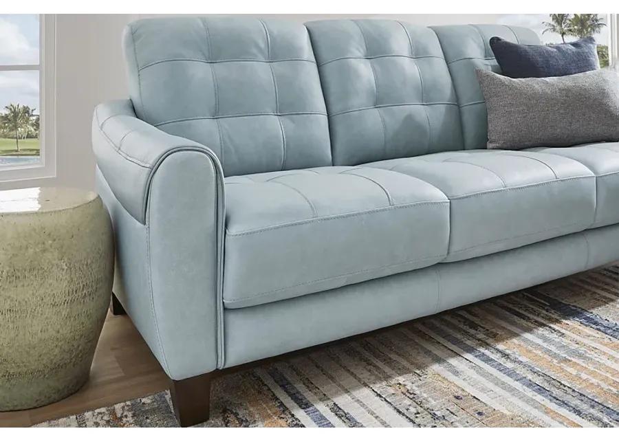 Ventura Square Blue Leather Sofa