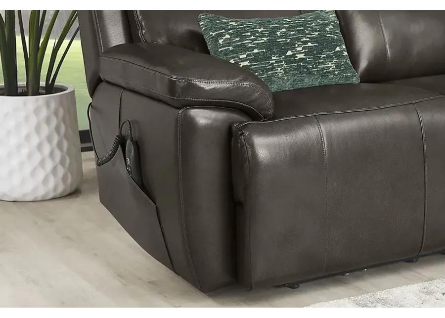 Barolo Dark Gray Leather 3 Pc Triple Power Reclining Living Room with Massage and Heat