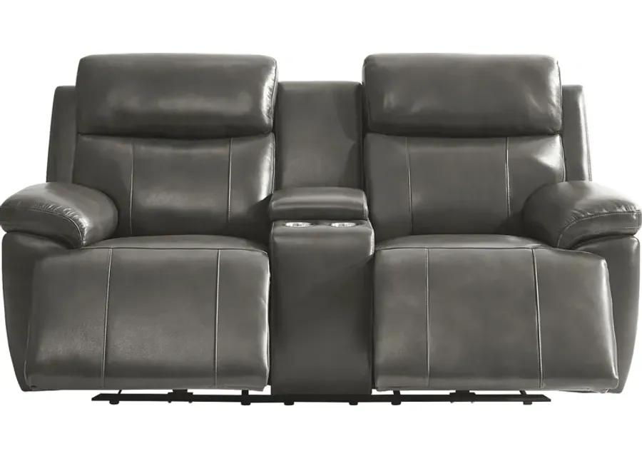 Barolo Dark Gray Leather 3 Pc Triple Power Reclining Living Room with Massage and Heat