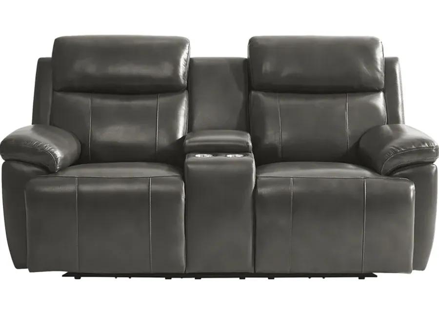 Barolo Dark Gray Leather 3 Pc Triple Power Reclining Living Room with Massage and Heat