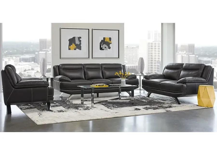 Zamora Black Leather 7 Pc Living Room