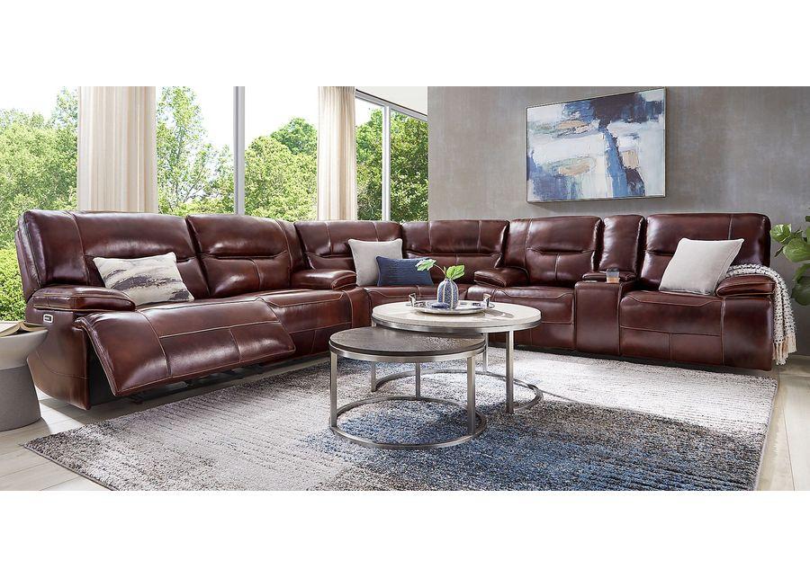 Caletta Way Merlot Leather 3 Pc Dual Power Reclining Sectional