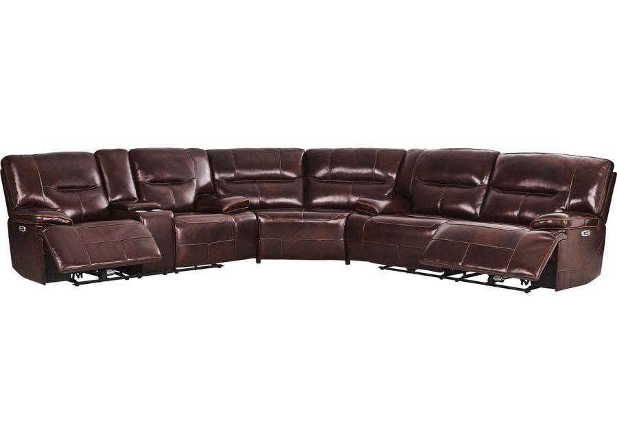 Caletta Way Merlot Leather 3 Pc Dual Power Reclining Sectional