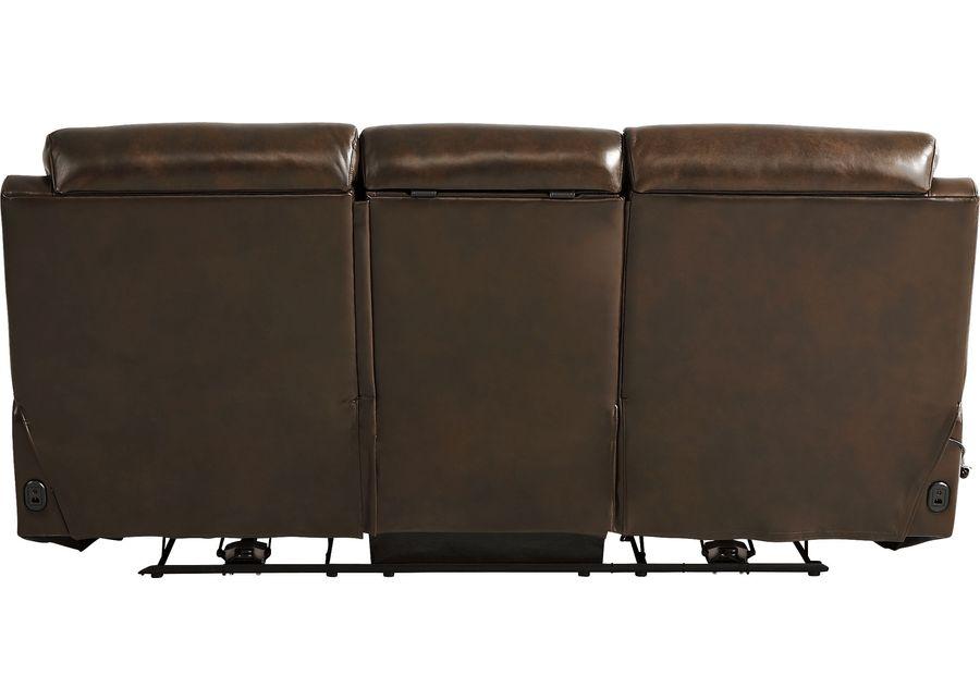 Barolo Brown Leather Triple Power Reclining Sofa with Massage and Heat