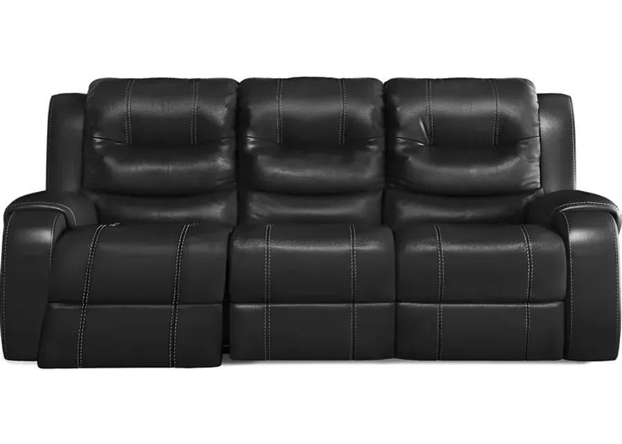 High Plains Black Leather Reclining Sofa