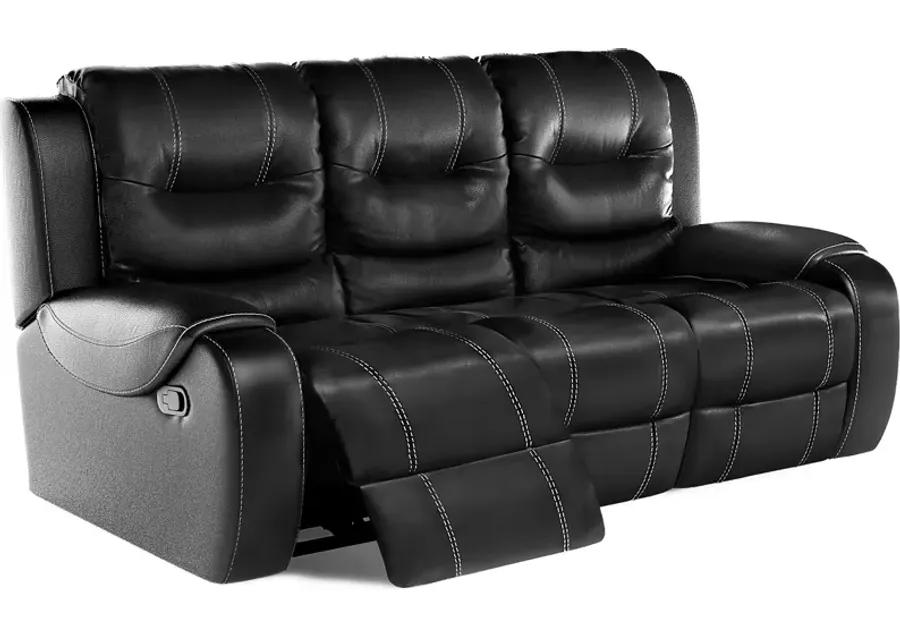 High Plains Black Leather Reclining Sofa