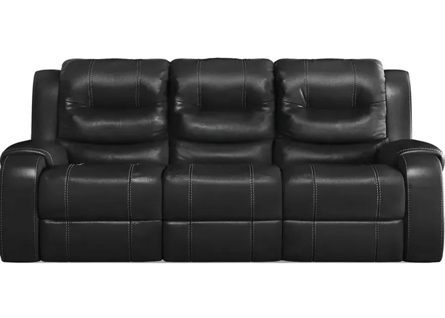 High Plains Black Leather Reclining Sofa