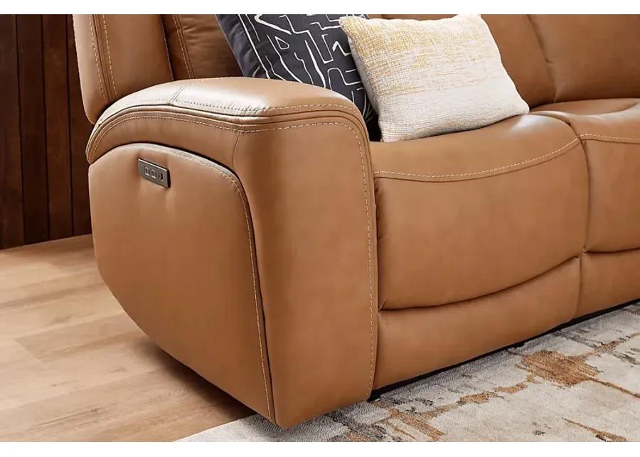 Davidson Caramel Leather Dual Power Reclining Sofa