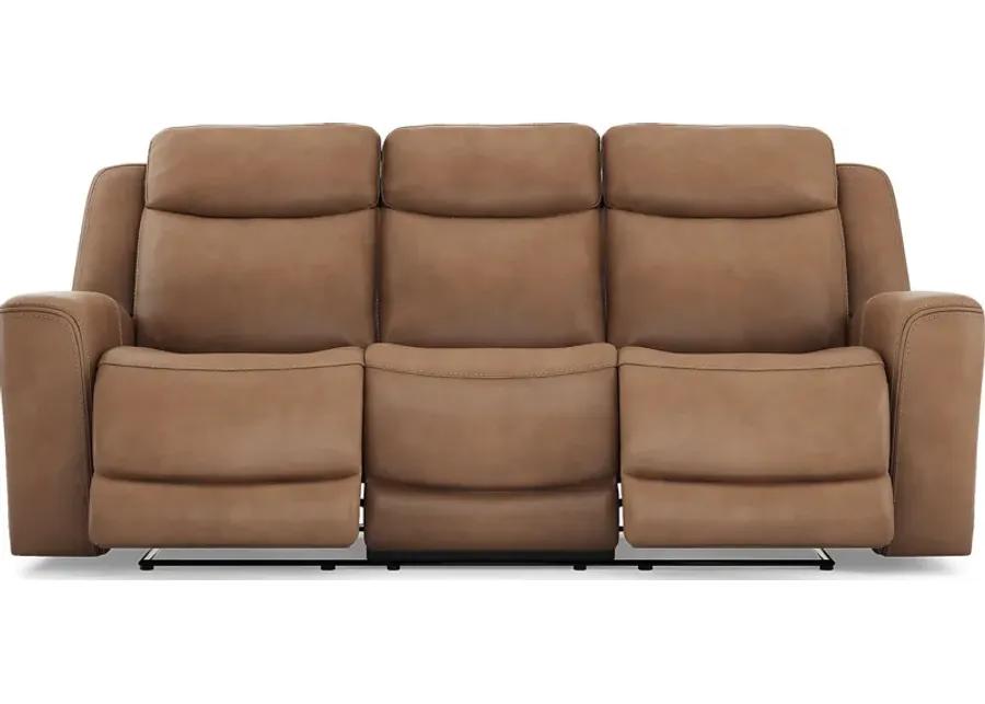 Davidson Caramel Leather Dual Power Reclining Sofa