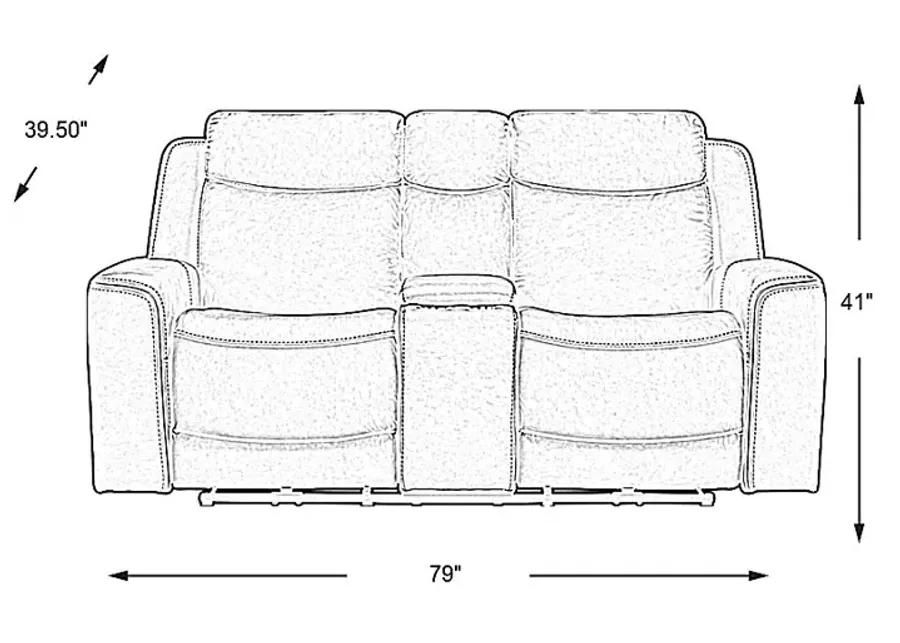 Davidson Caramel Leather Dual Power Reclining Console Loveseat