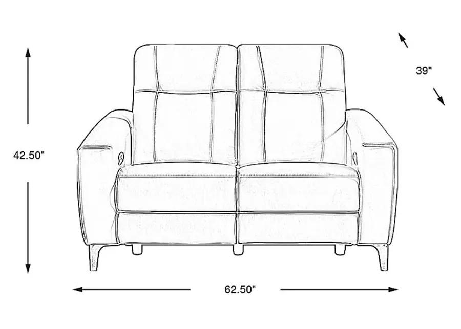 Parkside Heights Gray Leather Dual Power Reclining Loveseat