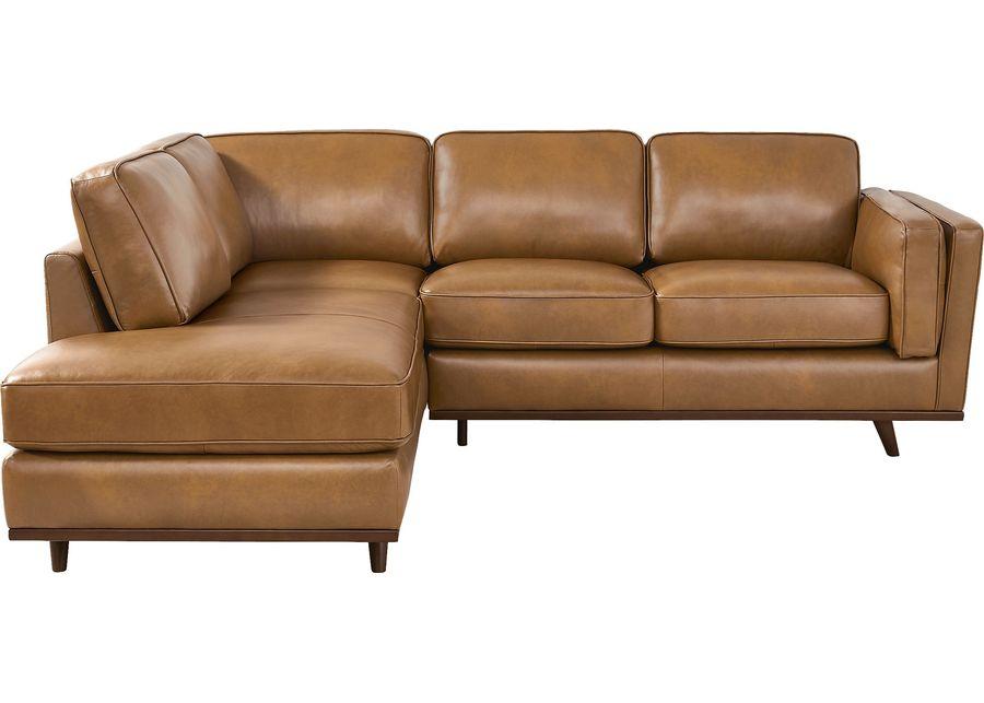 Duluth Caramel Leather 3 Pc Sectional Living Room