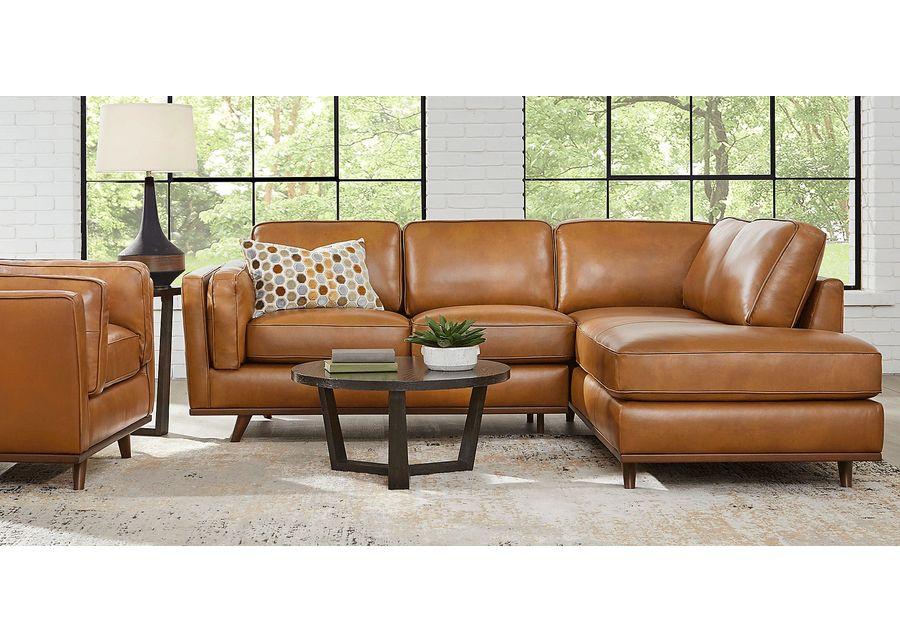 Duluth Caramel Leather 6 Pc Sectional Living Room