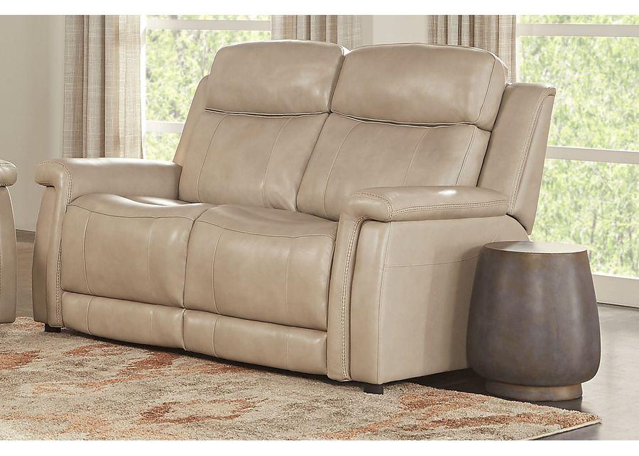 Orsini Beige Leather Loveseat