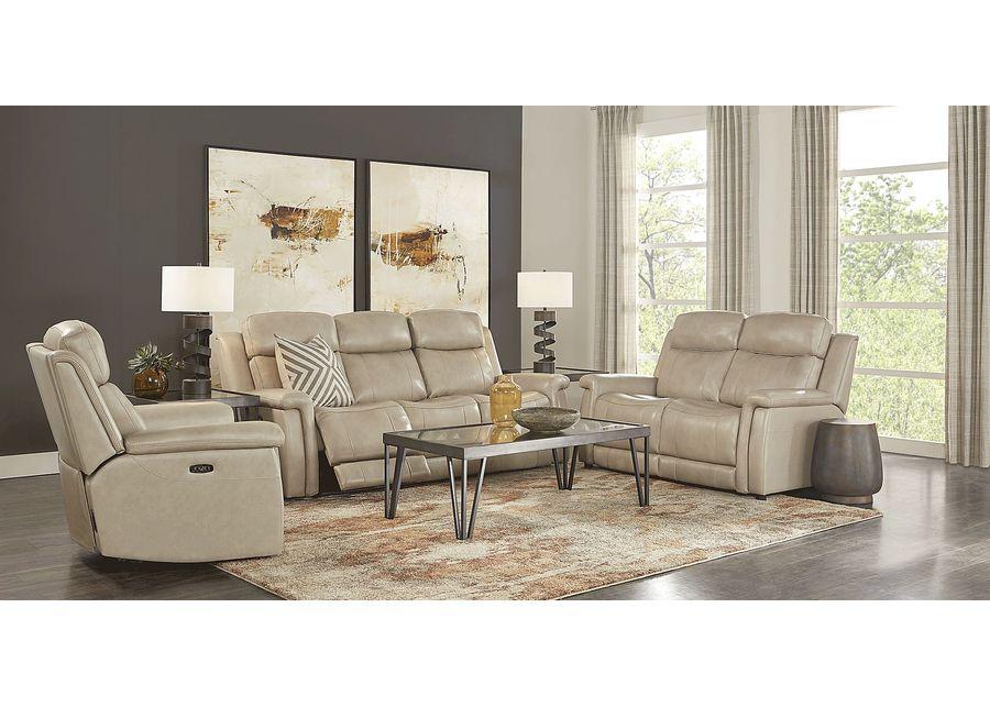 Orsini Beige Leather Loveseat