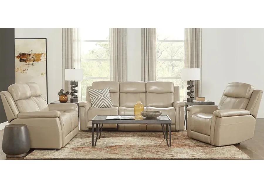 Orsini Beige Leather Loveseat