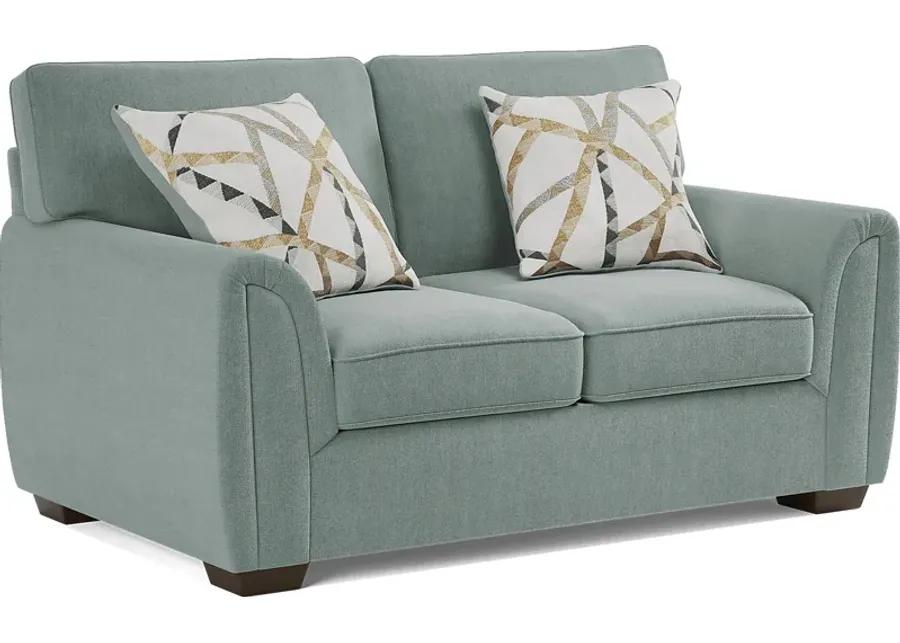 Amalie Teal 7 Pc Living Room with Sleeper Sofa