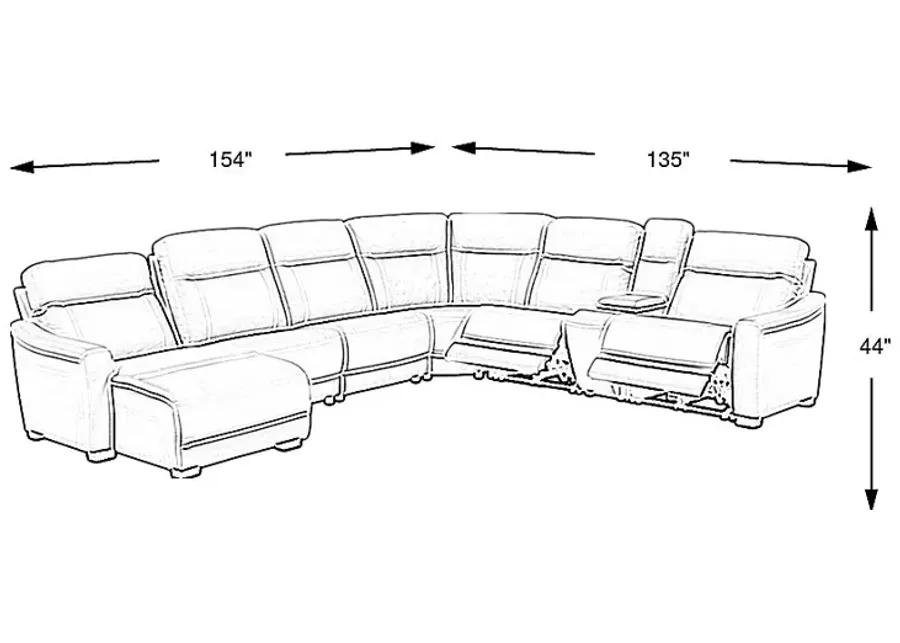 Newport Almond Leather 7 Pc Dual Power Reclining Sectional