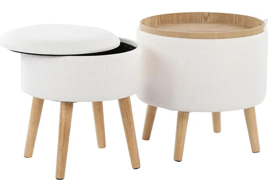 Leverde White Ottoman, Set of 2