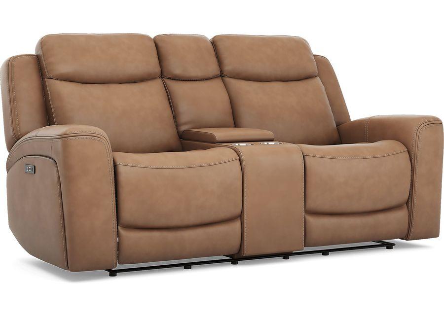 Davidson Caramel Leather 6 Pc Dual Power Reclining Living Room