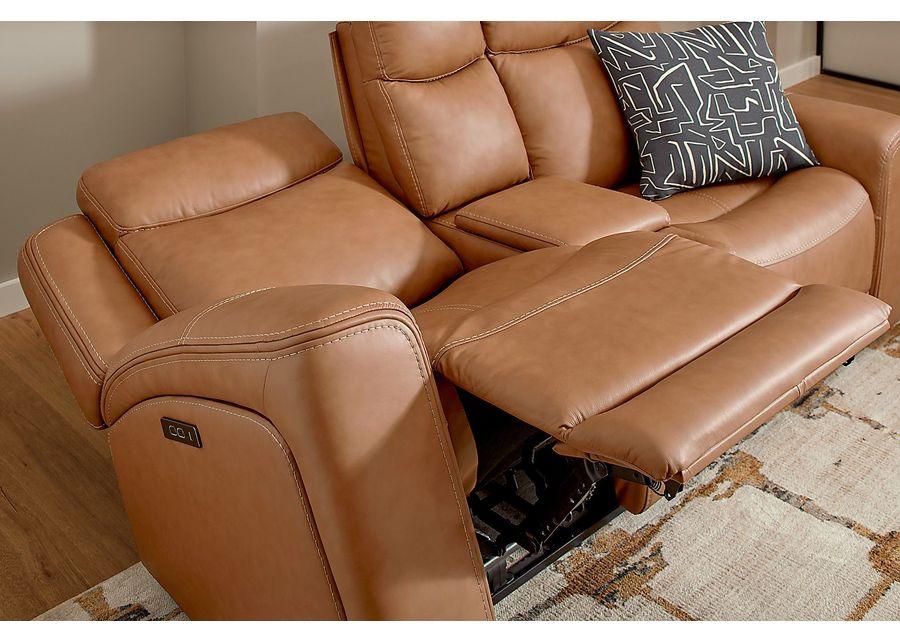 Davidson Caramel Leather 6 Pc Dual Power Reclining Living Room