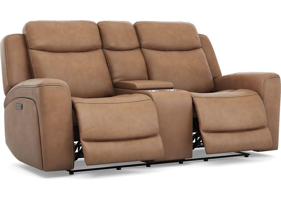 Davidson Caramel Leather 6 Pc Dual Power Reclining Living Room