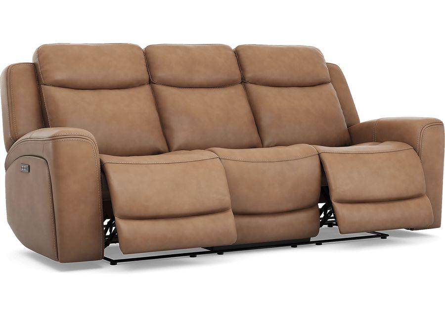 Davidson Caramel Leather 6 Pc Dual Power Reclining Living Room