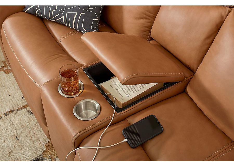 Davidson Caramel Leather 6 Pc Dual Power Reclining Living Room