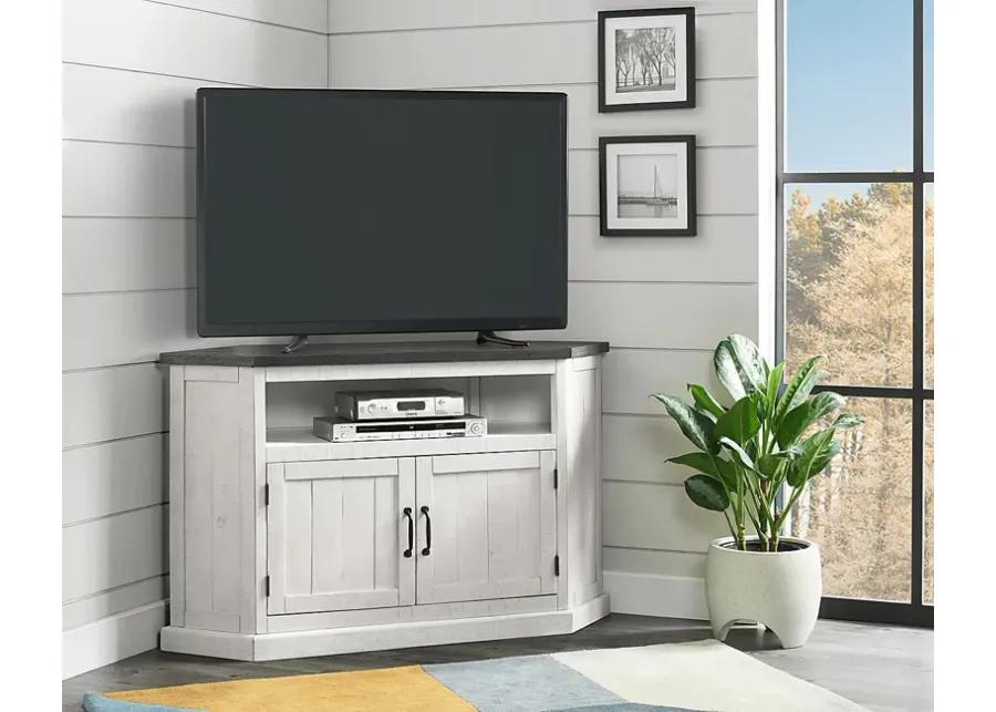 Rustic Path White 49.5in. Corner Console