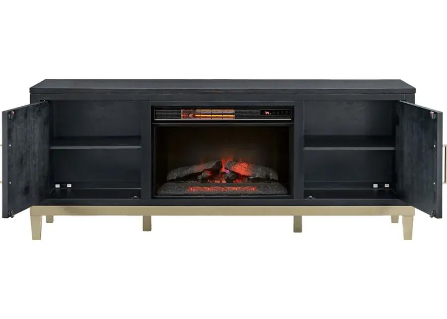 Dunuggan Black 70 in. Console with Electric Fireplace