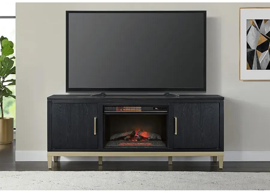 Dunuggan Black 70 in. Console with Electric Fireplace