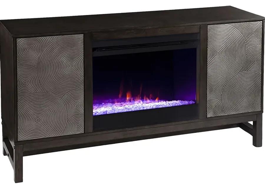 Lysander I Brown 54 in. Console, With Color Changing Electric Fireplace