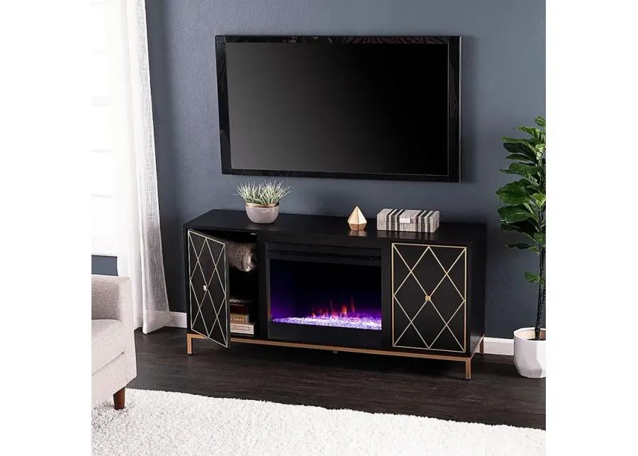 Tattershal I Black 58 in. Console, With Color Changing Electric Fireplace