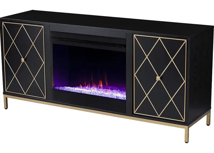 Tattershal I Black 58 in. Console, With Color Changing Electric Fireplace