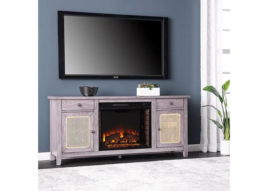 Welford II Gray 58 in. Console with Electric Fireplace