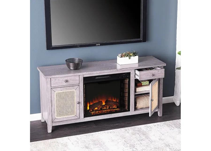 Welford II Gray 58 in. Console with Electric Fireplace