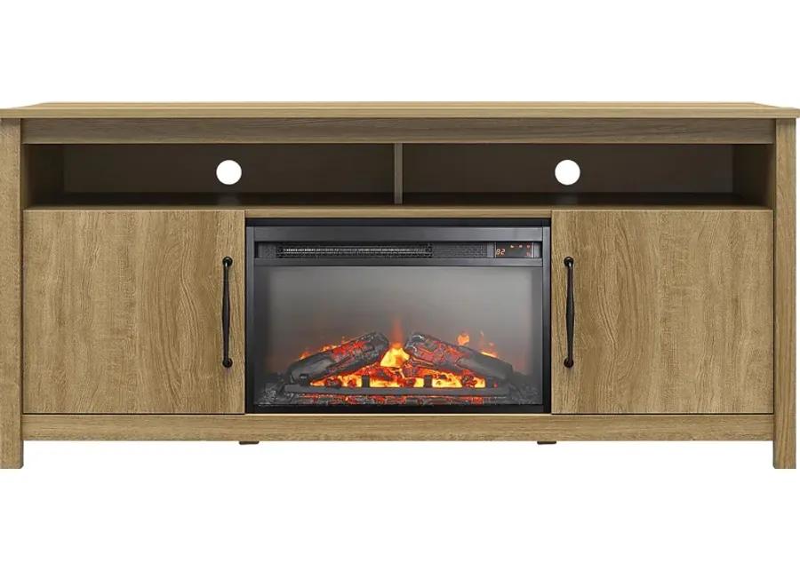 Eilika Oak 59 in. Console with Electric Fireplace