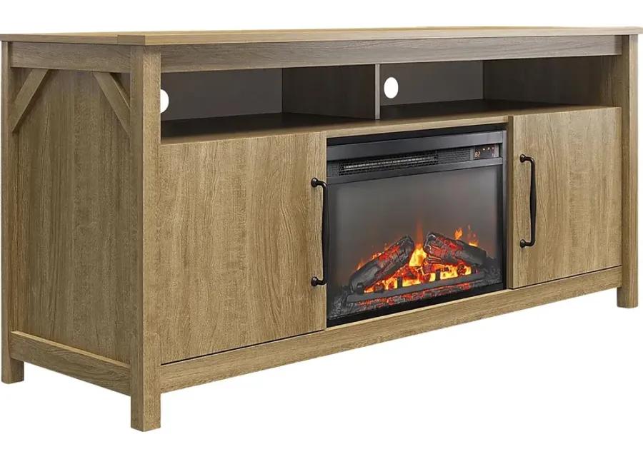 Eilika Oak 59 in. Console with Electric Fireplace