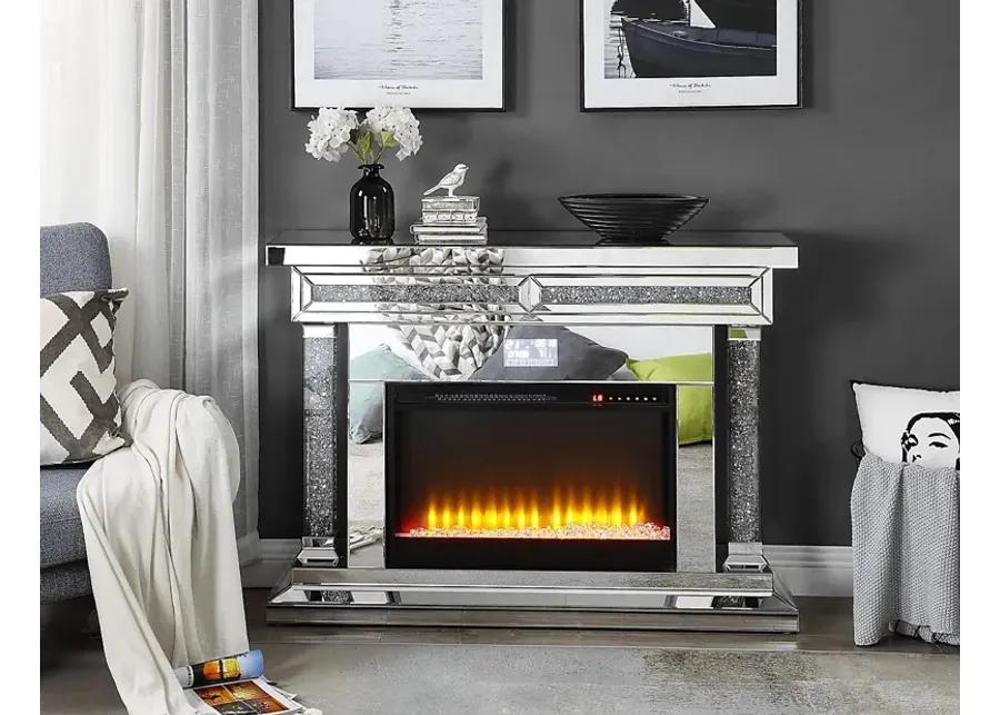 Buglewood Silver 47 in. Console, With Electric Fireplace