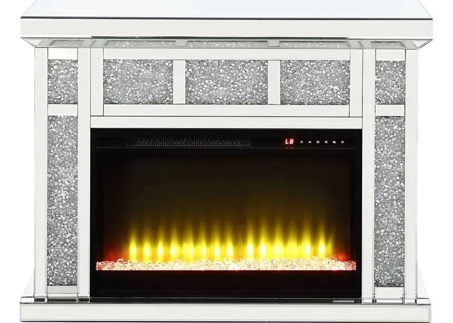 Calument Silver 39 in. Console, With Electric Fireplace