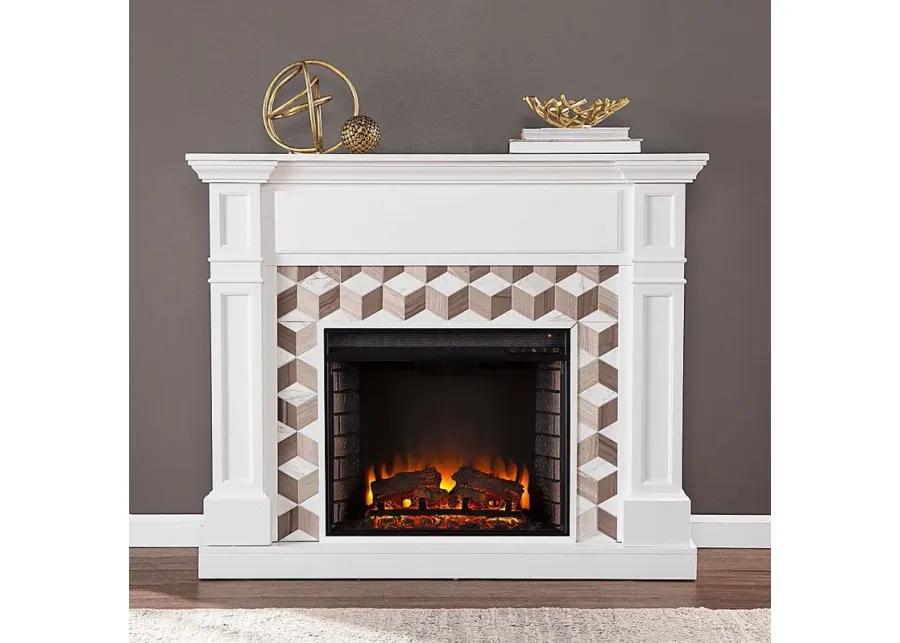 Talmadge II White 48 in. Console With Electric Log Fireplace