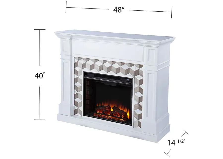 Talmadge II White 48 in. Console With Electric Log Fireplace