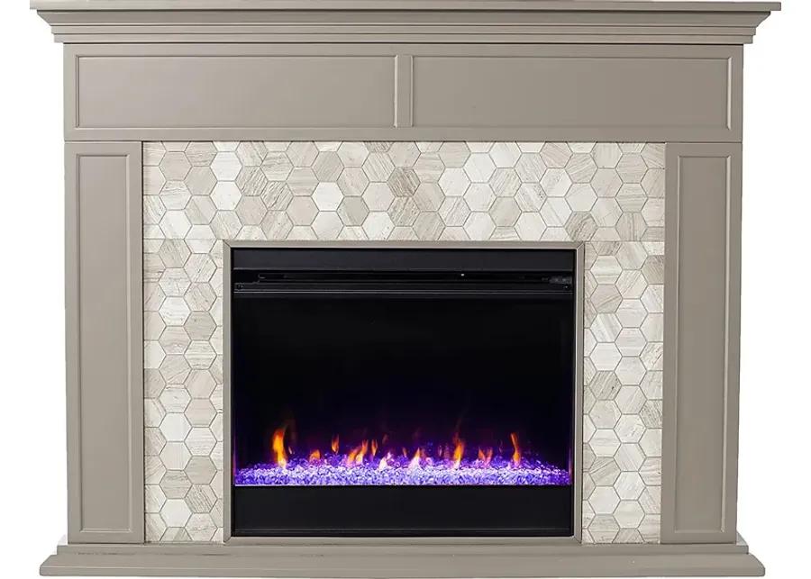 Tronewood I Gray 50 in. Console, With Color Changing Electric Fireplace