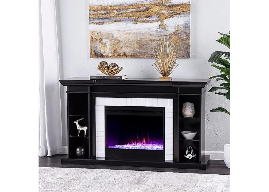 Tessman I Black 54 in. Console, With Color Changing Electric Fireplace