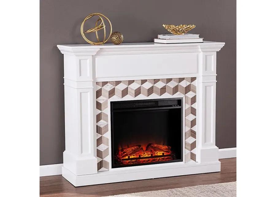 Talmadge V White 48 in. Console with Electric Fireplace