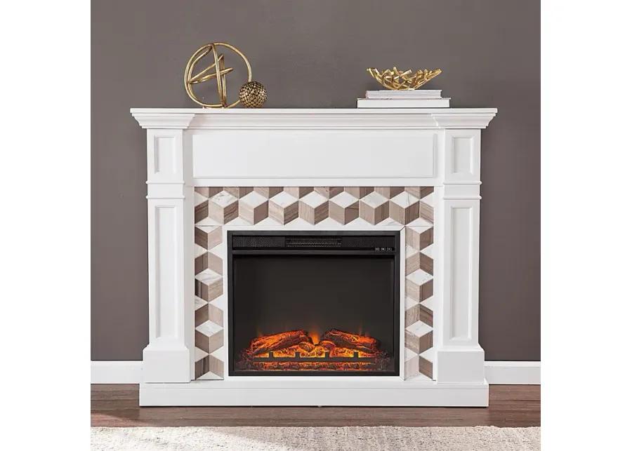 Talmadge V White 48 in. Console with Electric Fireplace