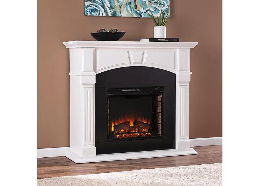 Bekonscot II White 48 in. Console With Electric Log Fireplace