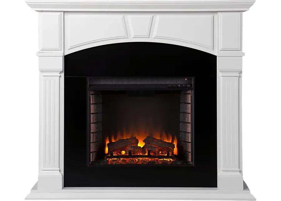 Bekonscot II White 48 in. Console With Electric Log Fireplace